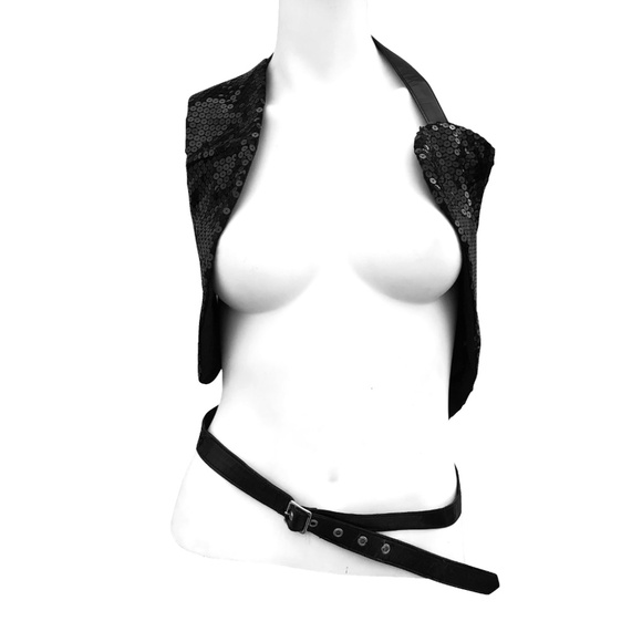 Comme des Garçons Spring 2010 Black Sequin Harness Vest - Picture 2 of 8